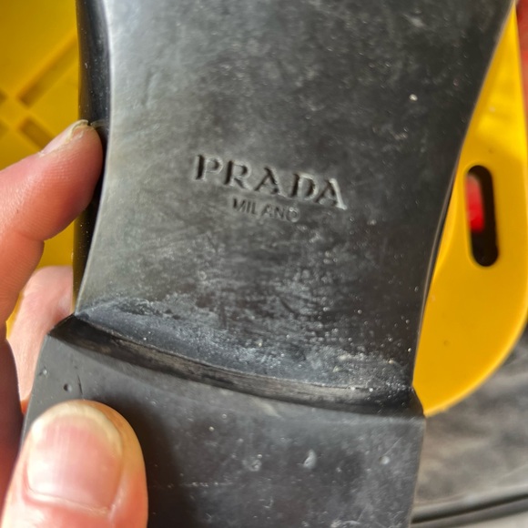 PRADA LOGO BUSINESS LOAFER SHOES BLACK LEATHER US 8.5 - Picture 5 of 6